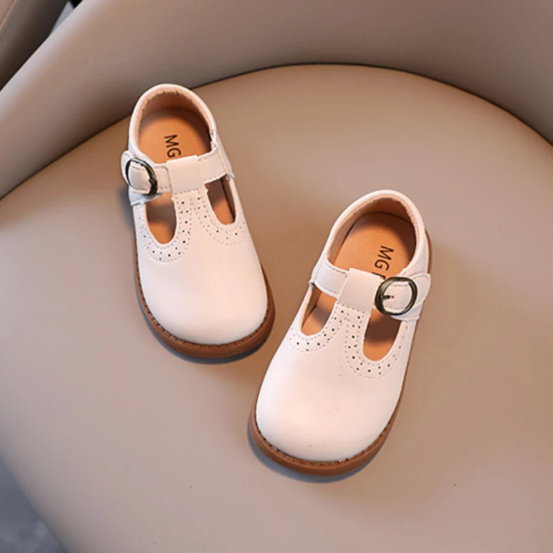 Toddler Kids Leather Shoes Classic Children Flat Shoes T-strap