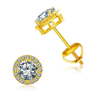 Round Moissanite Diamond Ear Studs