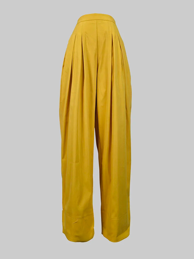 Beauty blue Elegant Women's Coat Pant Yellow Blazer New