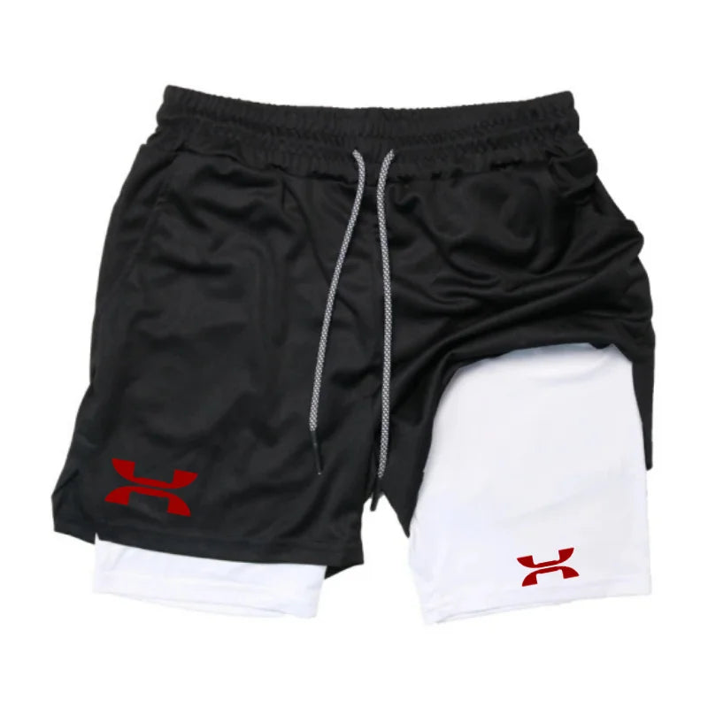 New Design Men's 2 in 1 Double Layer Shorts Fitness Sports Casual Gym Workout Lined Tight Shorts for men Sportswear Summer