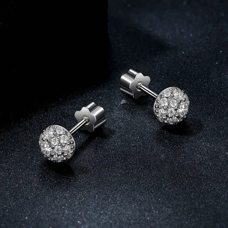 U Semi-circle Moissanite Stud Earrings 3D