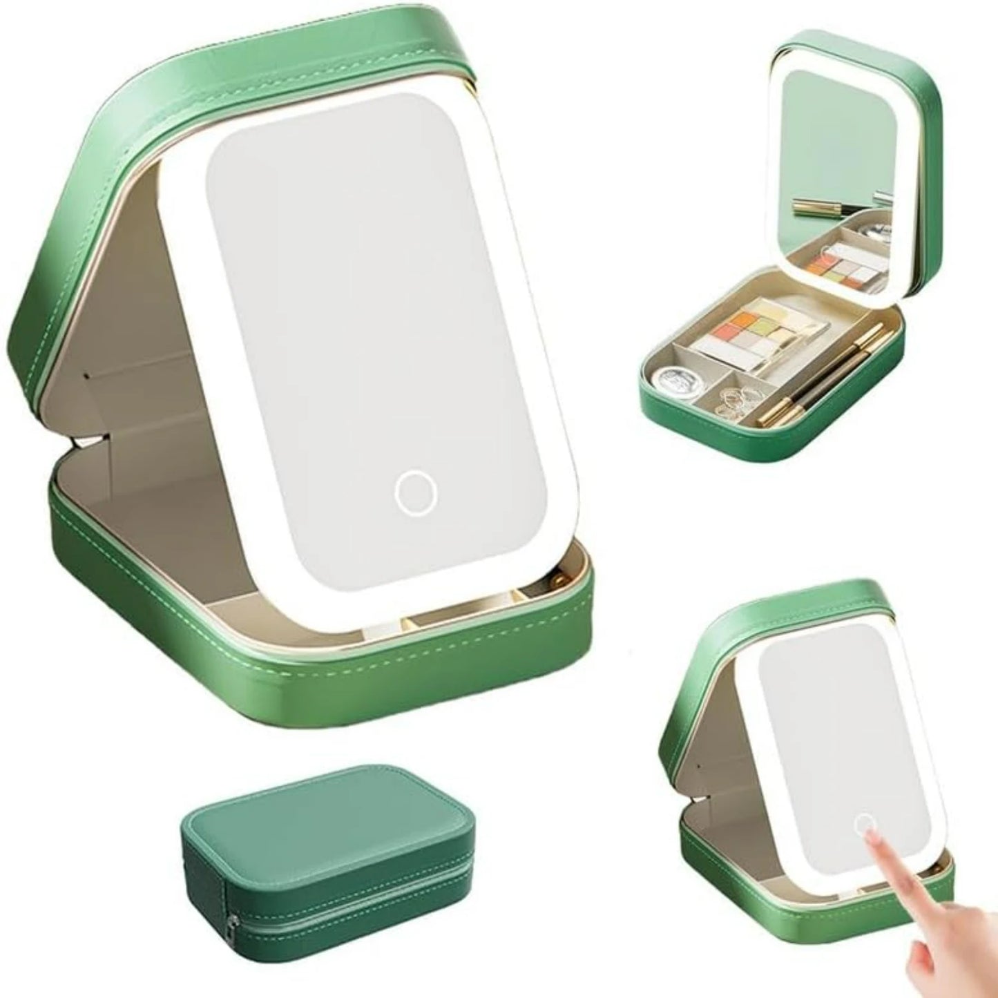 White Portable Travel Makeup Bag with LED Mirror
