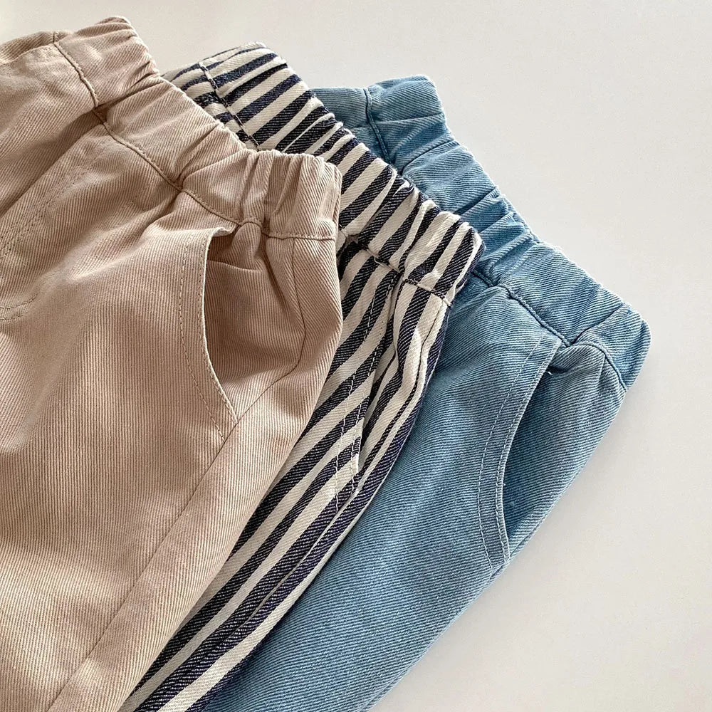 Kids Tapped Casual Striped Pants 0-5T Girls Boys