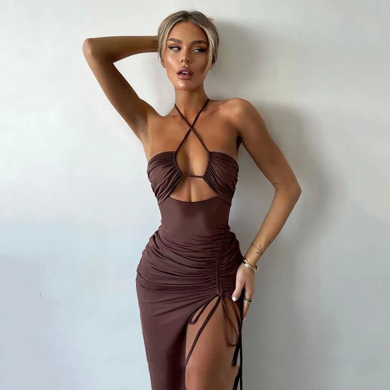 Sleeveless Sexy Female Midi Backless
