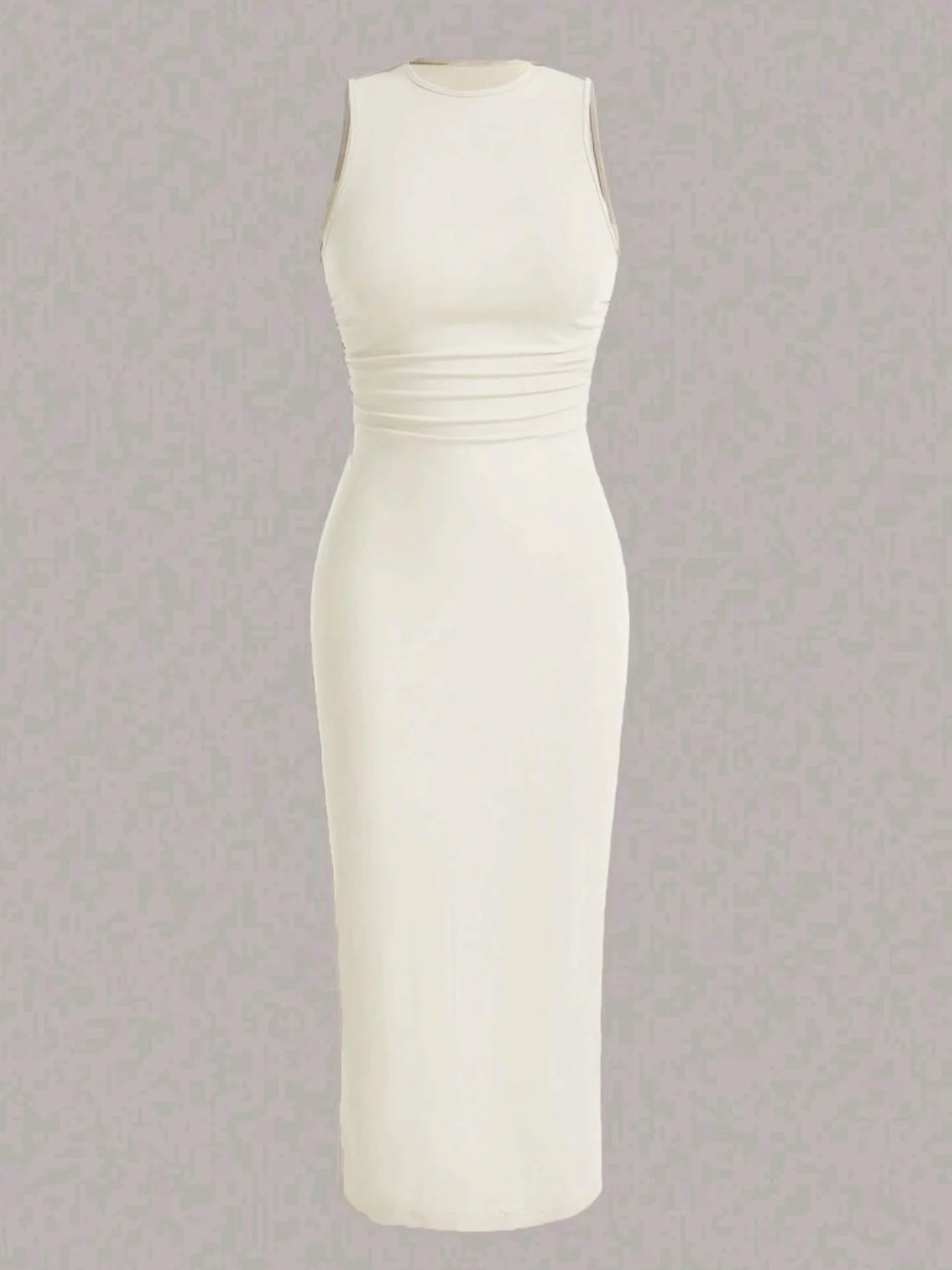 Spring and summer new solid color wrinkled waist vest dress long skirt