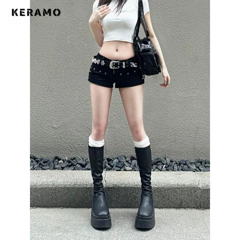 Hot Sweet High Waist Black Slim Fit Shorts