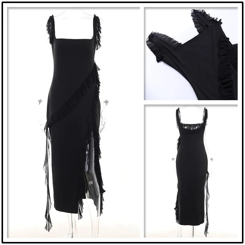 Ruffles Elegant Long Maxi Dress Sexy Party Dresses