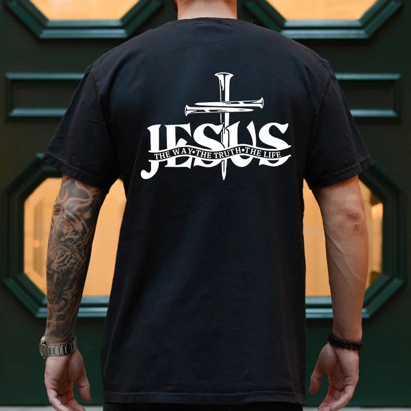 Men Tee T-shirt Jesus Christ Back Printing