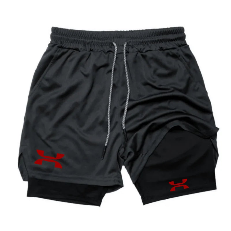 New Design Men's 2 in 1 Double Layer Shorts Fitness Sports Casual Gym Workout Lined Tight Shorts for men Sportswear Summer
