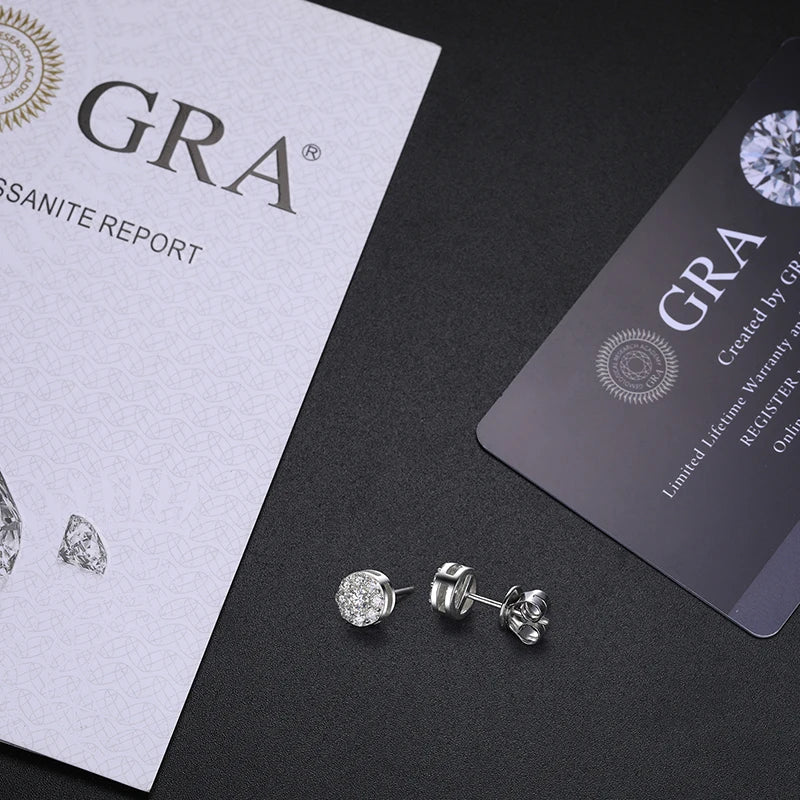 Round Moissanite Diamond Ear Studs