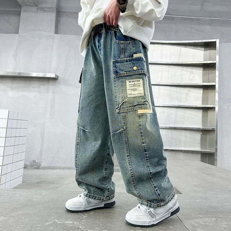 2025 new product spring and autumn jeans, multi-pocket
