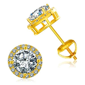 Round Moissanite Diamond Ear Studs