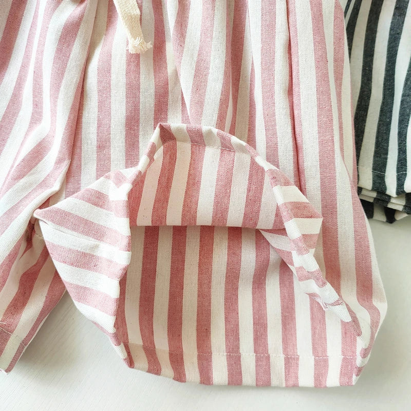 Vintage Linen Cotton Stripe Pants Baby Boy Girl