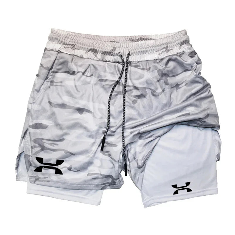 New Design Men's 2 in 1 Double Layer Shorts Fitness Sports Casual Gym Workout Lined Tight Shorts for men Sportswear Summer