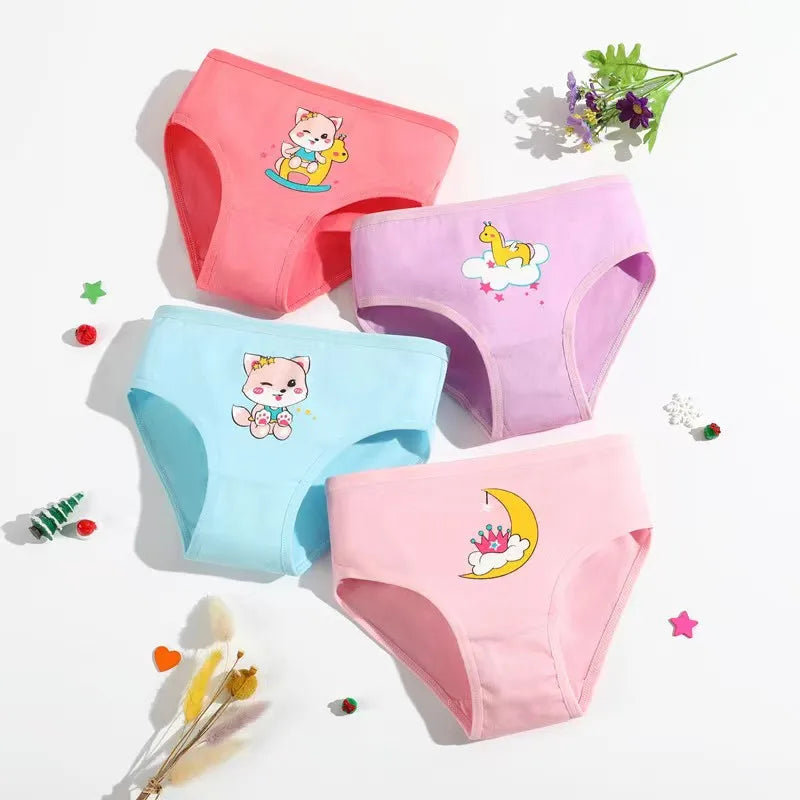 12pcs/lot Cotton Baby Girls Panties Cartoon Underwear for Girls Teen Children's Briefs
