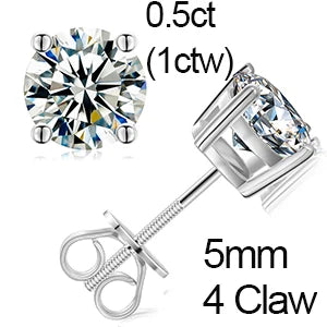 Round Moissanite Diamond Ear Studs