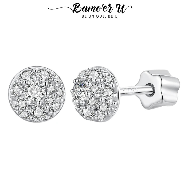 U Semi-circle Moissanite Stud Earrings 3D