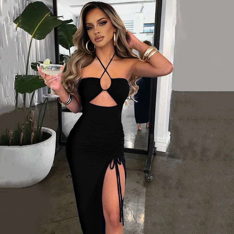 Sleeveless Sexy Female Midi Backless