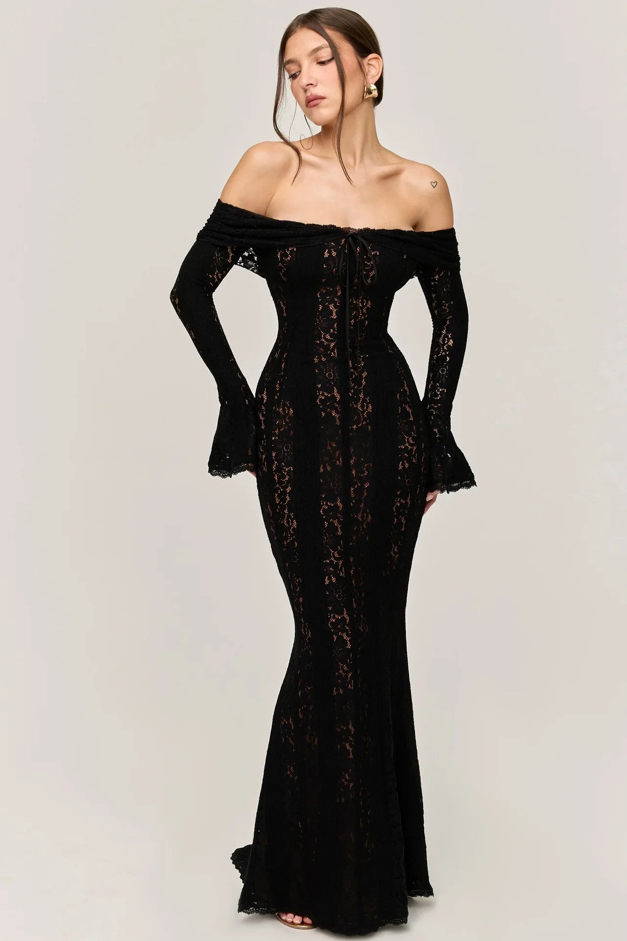 Hollow Out Lace Backless Slim Women Strapless