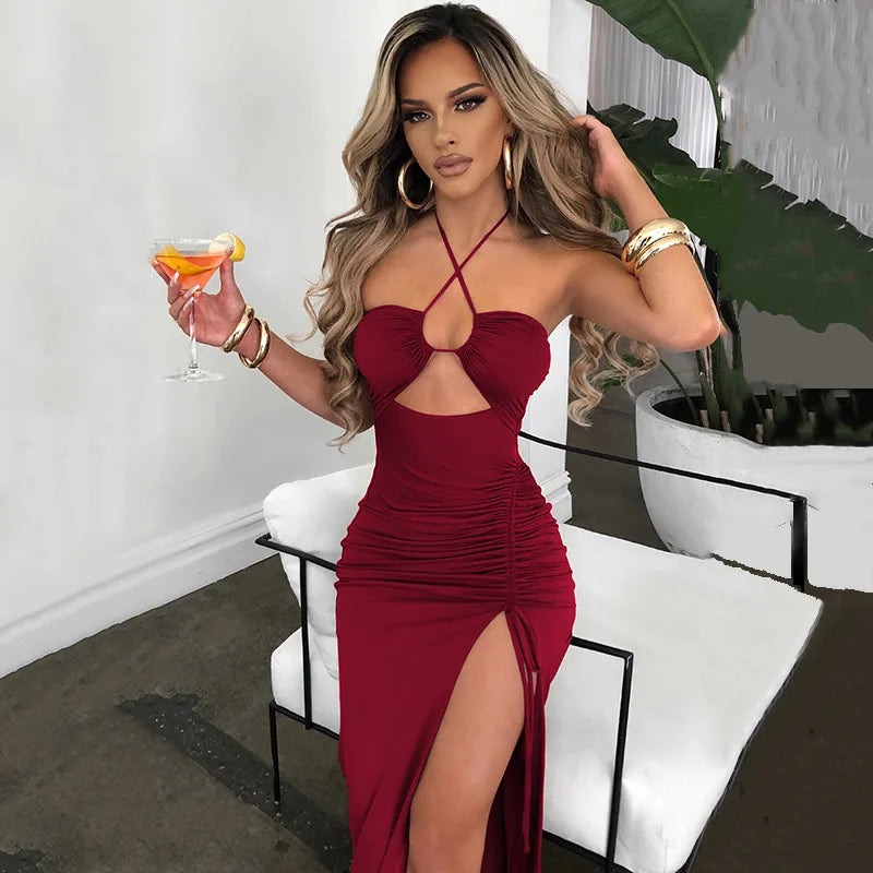 Sleeveless Sexy Female Midi Backless