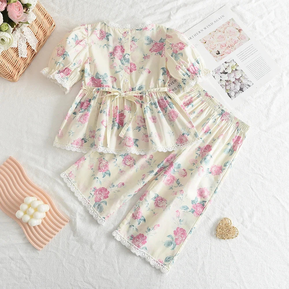 Bear Leader 2PCS Baby Girls Clothing Sets Summer Floral Kids Girls Clothes Sets Shirts Tops Pants 2PCS Outfits Children Suits