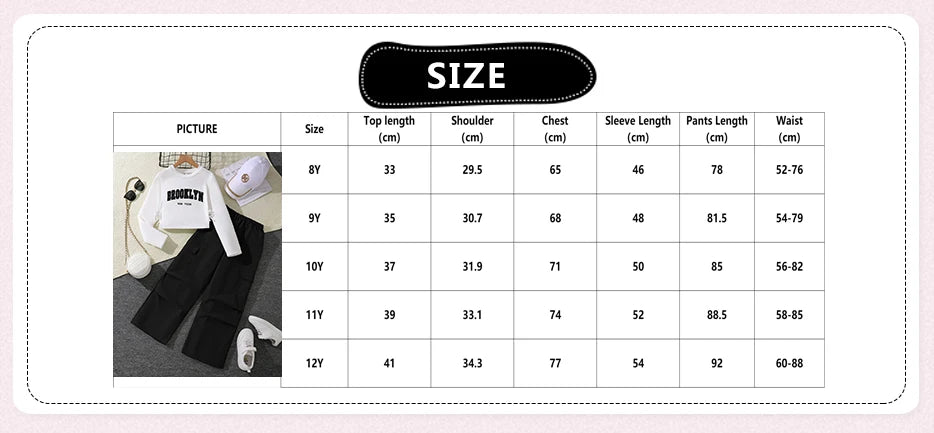 New Spring Autumn Girls Matching Clothes 8-12 Years