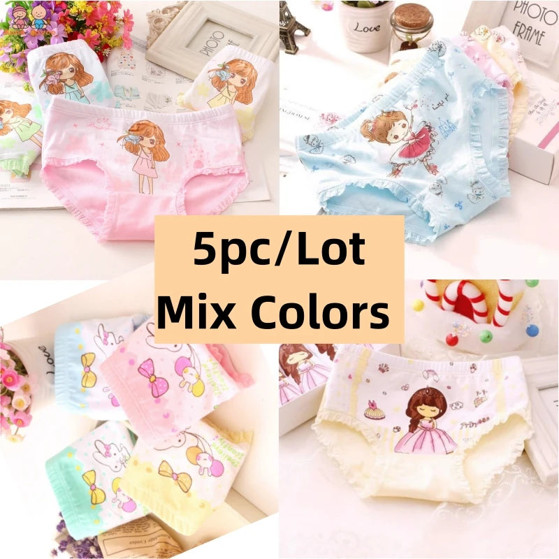 5PC Girls' Briefs Cotton Underwear Girls Boxer 2- 10 Years