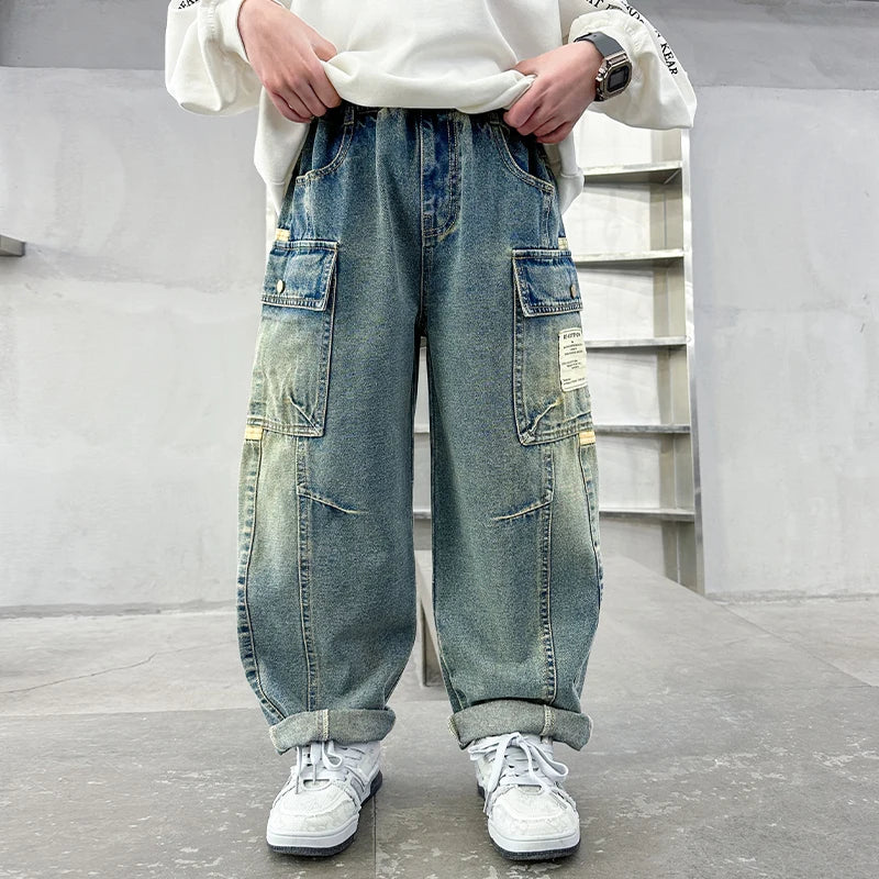 2025 new product spring and autumn jeans, multi-pocket