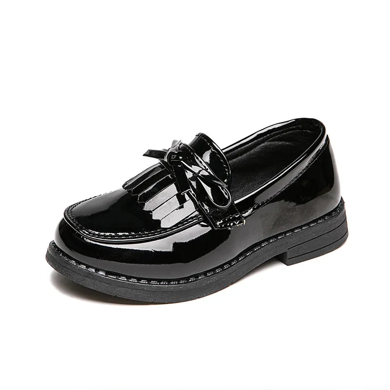 Girls Casual Leather Shoes Kids Flats Wedding Party Bright Skin New