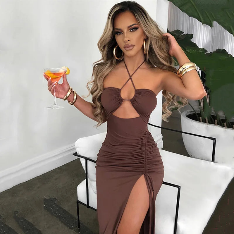 Sleeveless Sexy Female Midi Backless