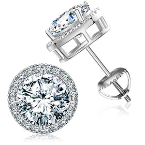Round Moissanite Diamond Ear Studs