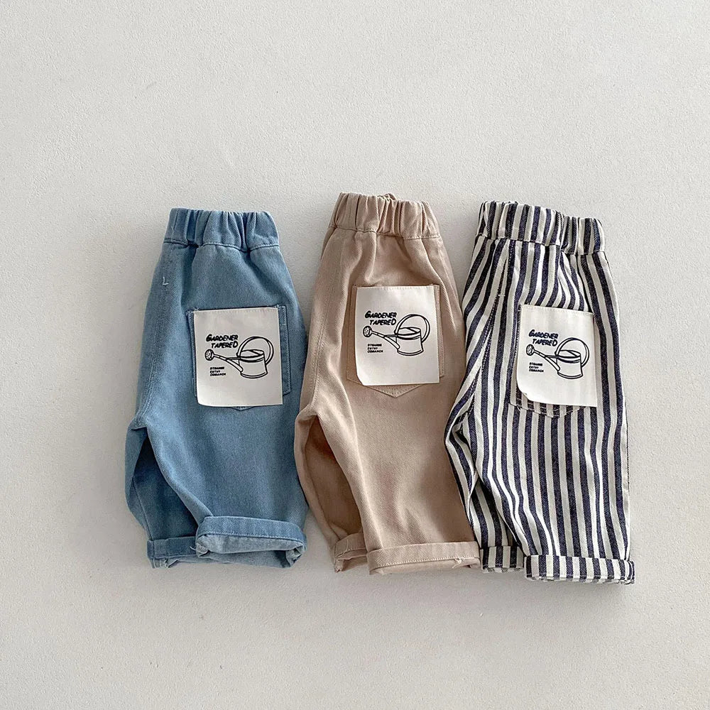 Kids Tapped Casual Striped Pants 0-5T Girls Boys