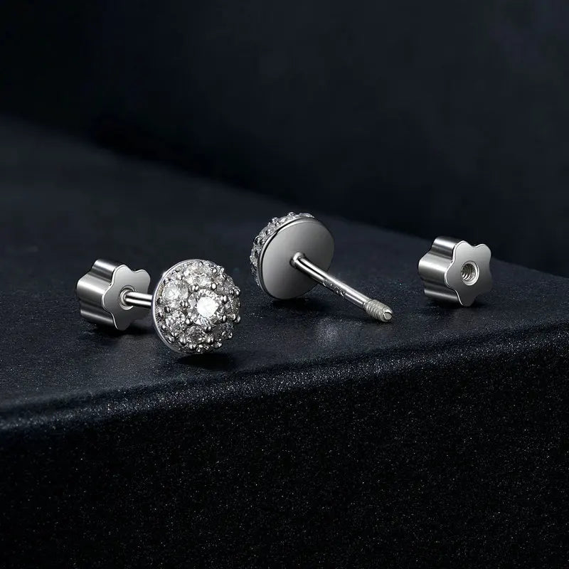 U Semi-circle Moissanite Stud Earrings 3D