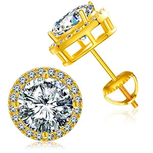 Round Moissanite Diamond Ear Studs
