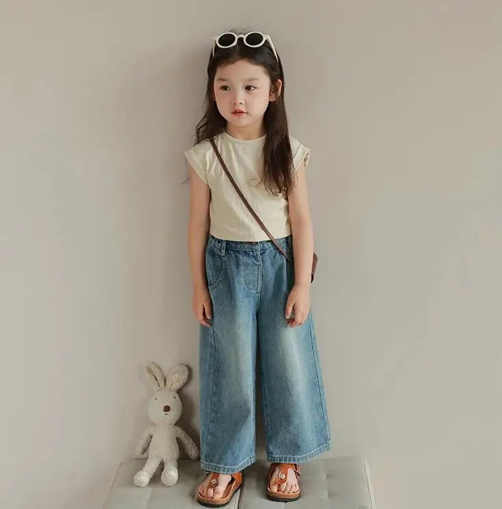 Style Loose Jeans Girls 2024 Fashion Denim Pants Toddler Casual