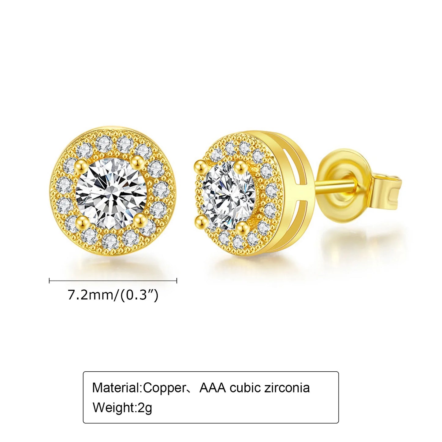 Men's Luxury CZ Stone Stud Earrings,
