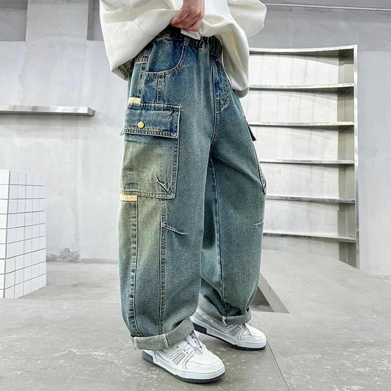 2025 new product spring and autumn jeans, multi-pocket