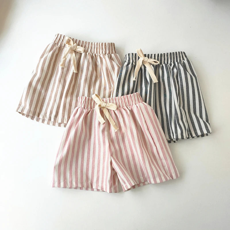 Vintage Linen Cotton Stripe Pants Baby Boy Girl