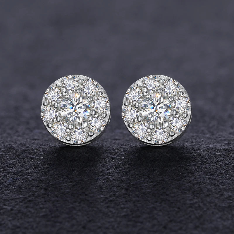 Round Moissanite Diamond Ear Studs