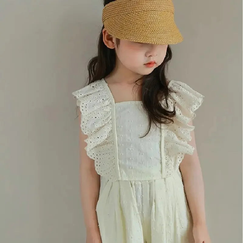 Summer Two-piece Set for Girls Bowknot Nylon