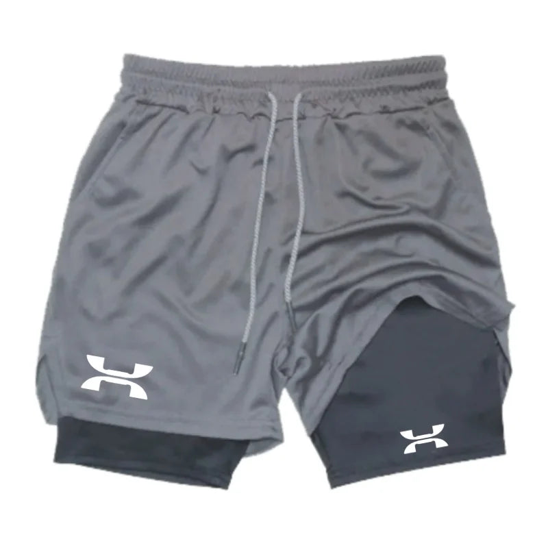 New Design Men's 2 in 1 Double Layer Shorts Fitness Sports Casual Gym Workout Lined Tight Shorts for men Sportswear Summer