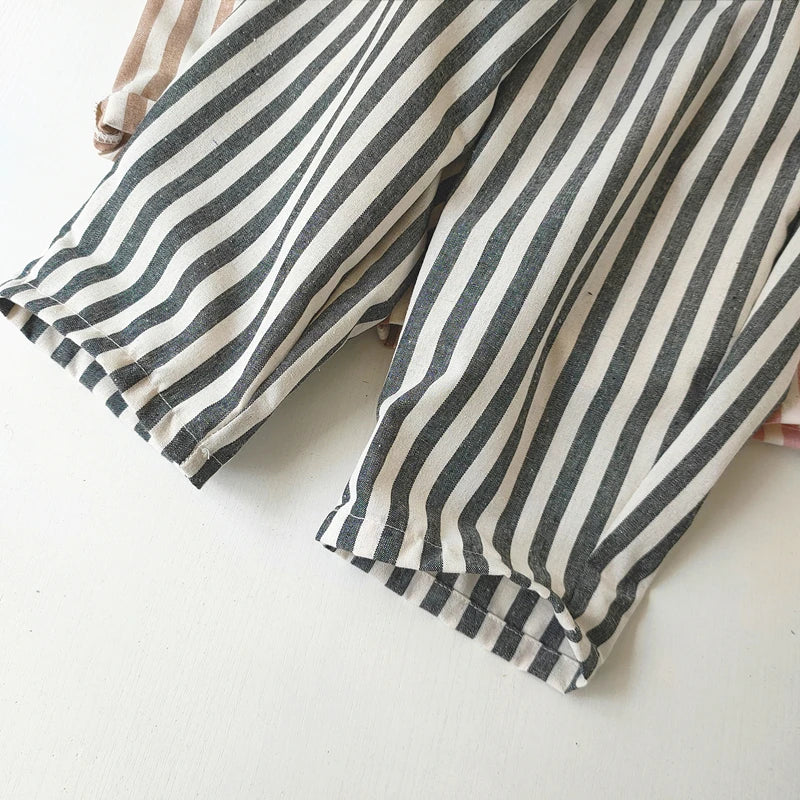 Vintage Linen Cotton Stripe Pants Baby Boy Girl
