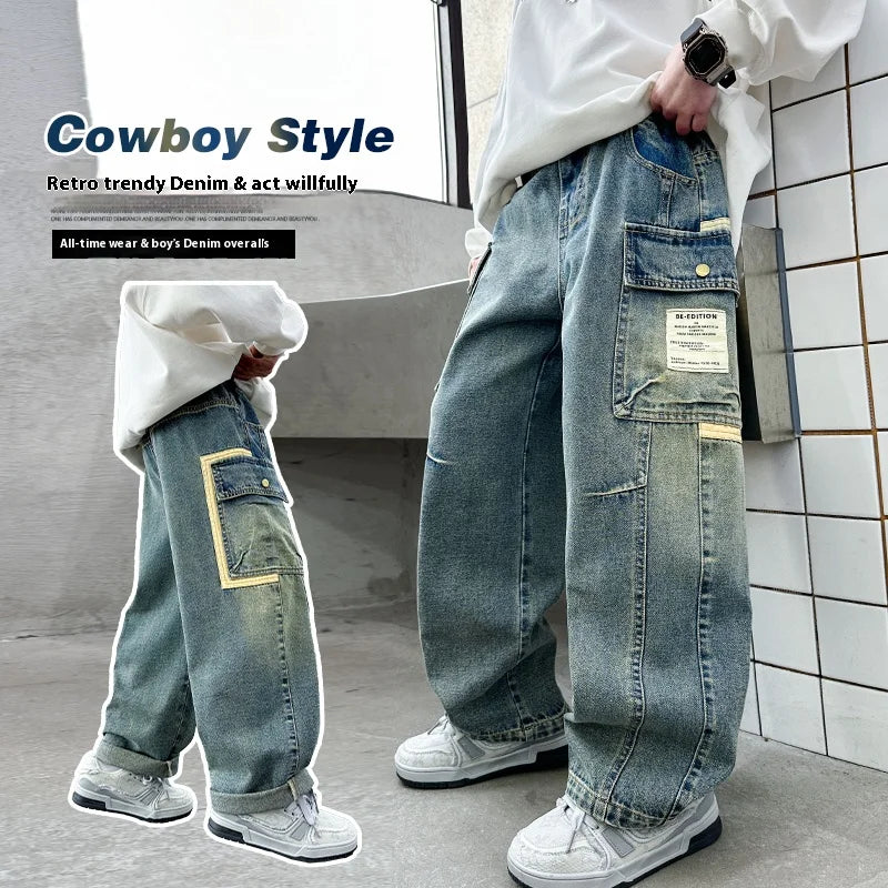 2025 new product spring and autumn jeans, multi-pocket