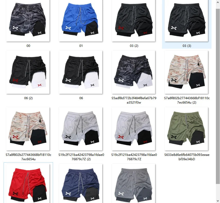 New Design Men's 2 in 1 Double Layer Shorts Fitness Sports Casual Gym Workout Lined Tight Shorts for men Sportswear Summer