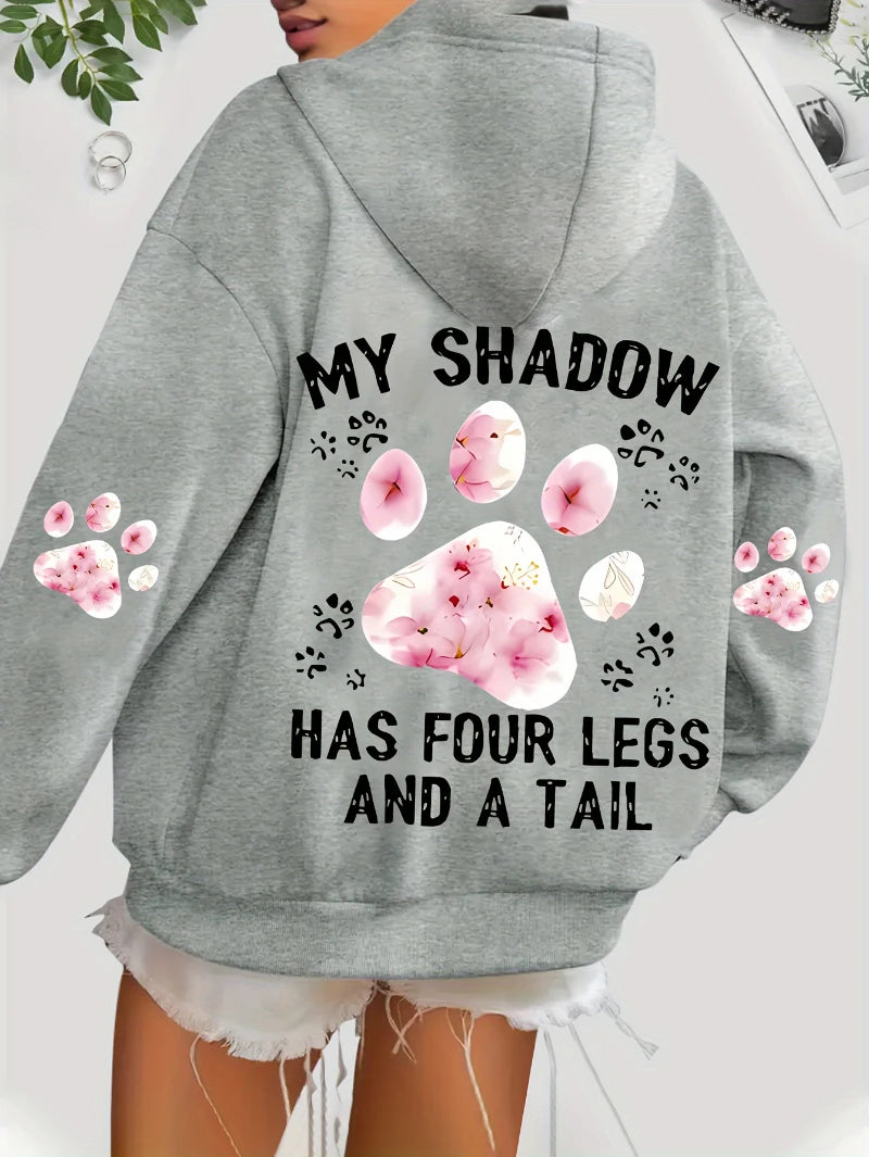Women's Hoodies Cute Cat Paw Printing Sweatshirts