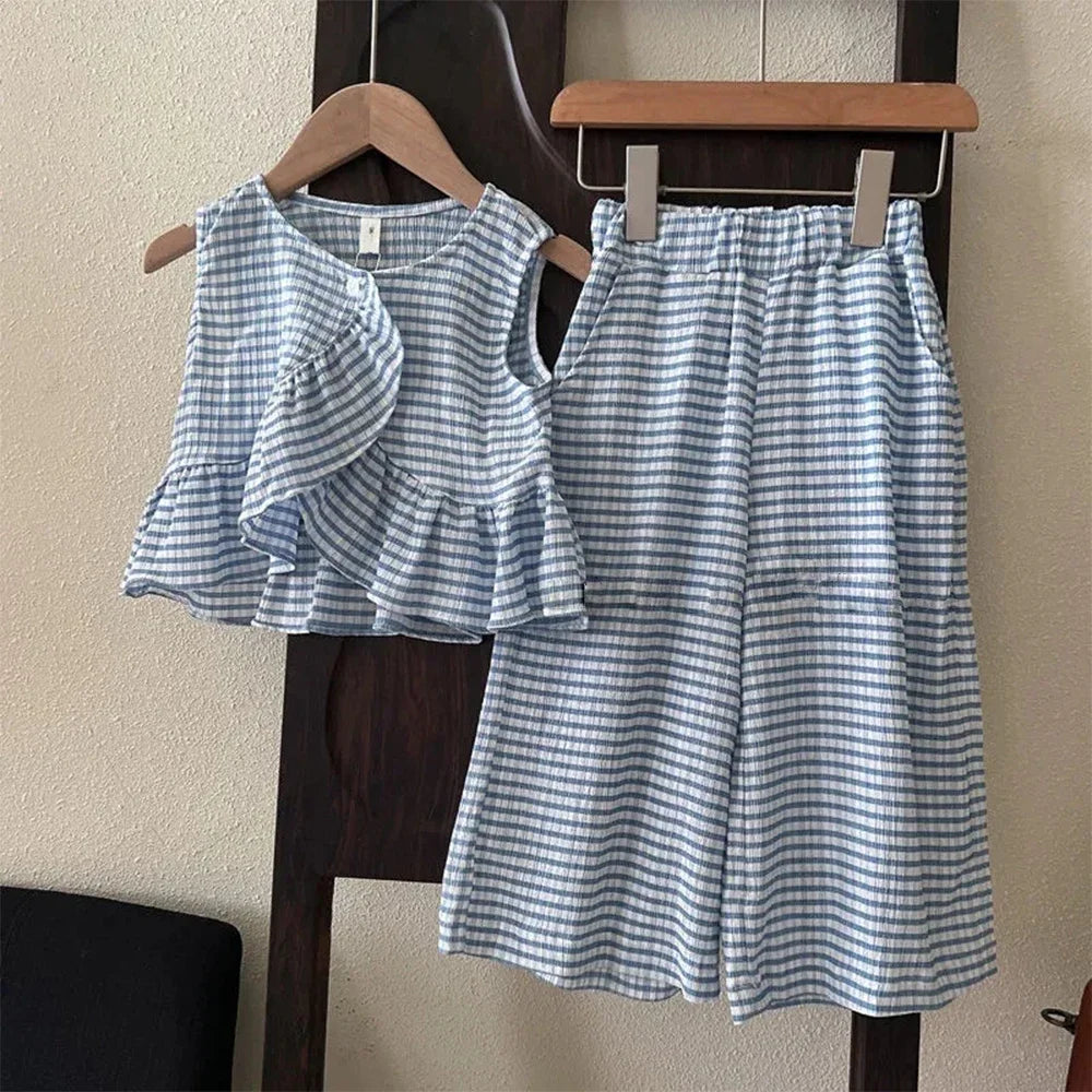 Bear Leader 2025 New Girls Suit Summer Thin Section Sleeveless Undershirt Skirt Mori Suit Fashion Sleeveless Suit Two-piece Sets