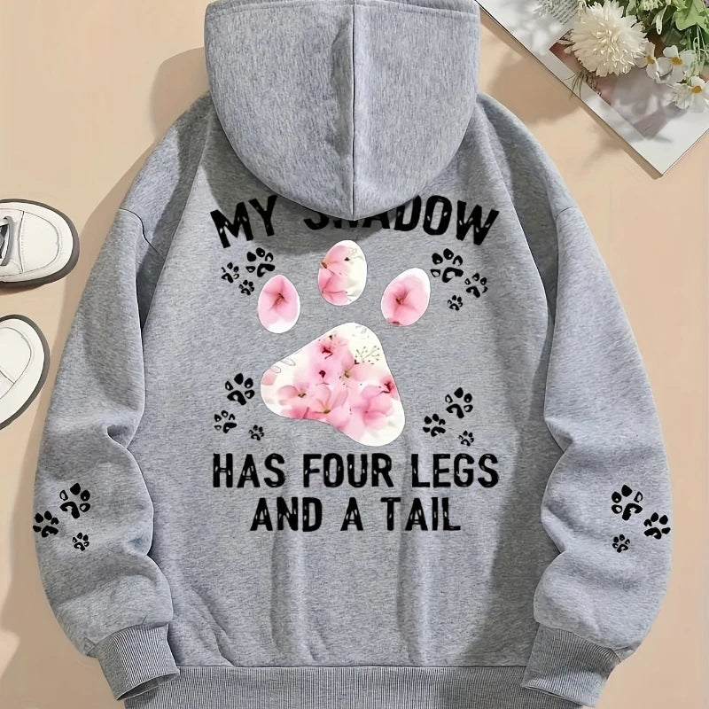 Women's Hoodies Cute Cat Paw Printing Sweatshirts