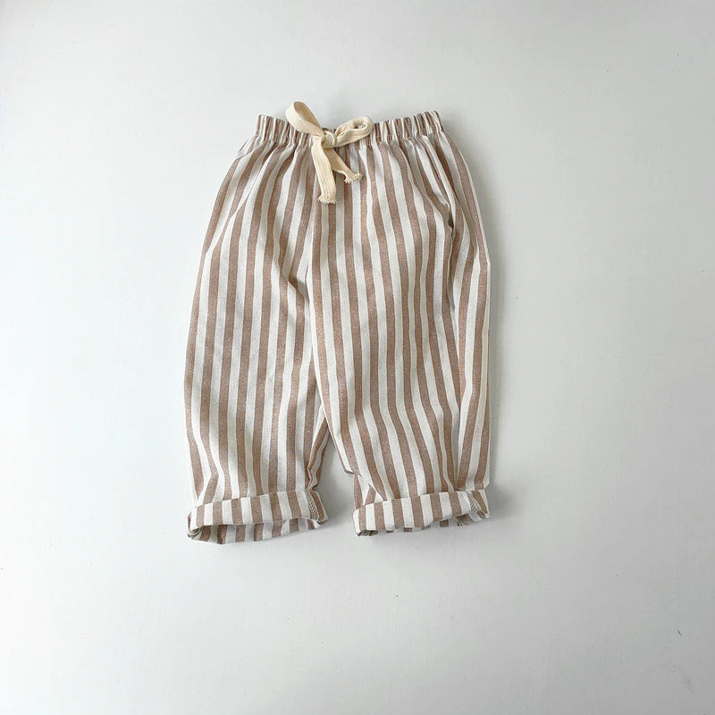 Vintage Linen Cotton Stripe Pants Baby Boy Girl