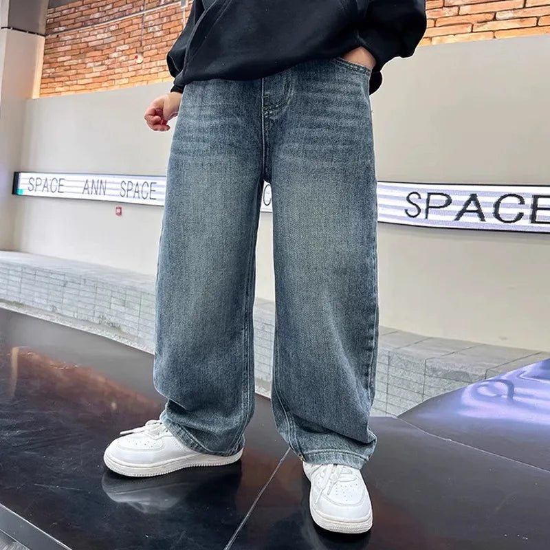 New Children Boys Denim Pants Cotton Solid Elastic Waist