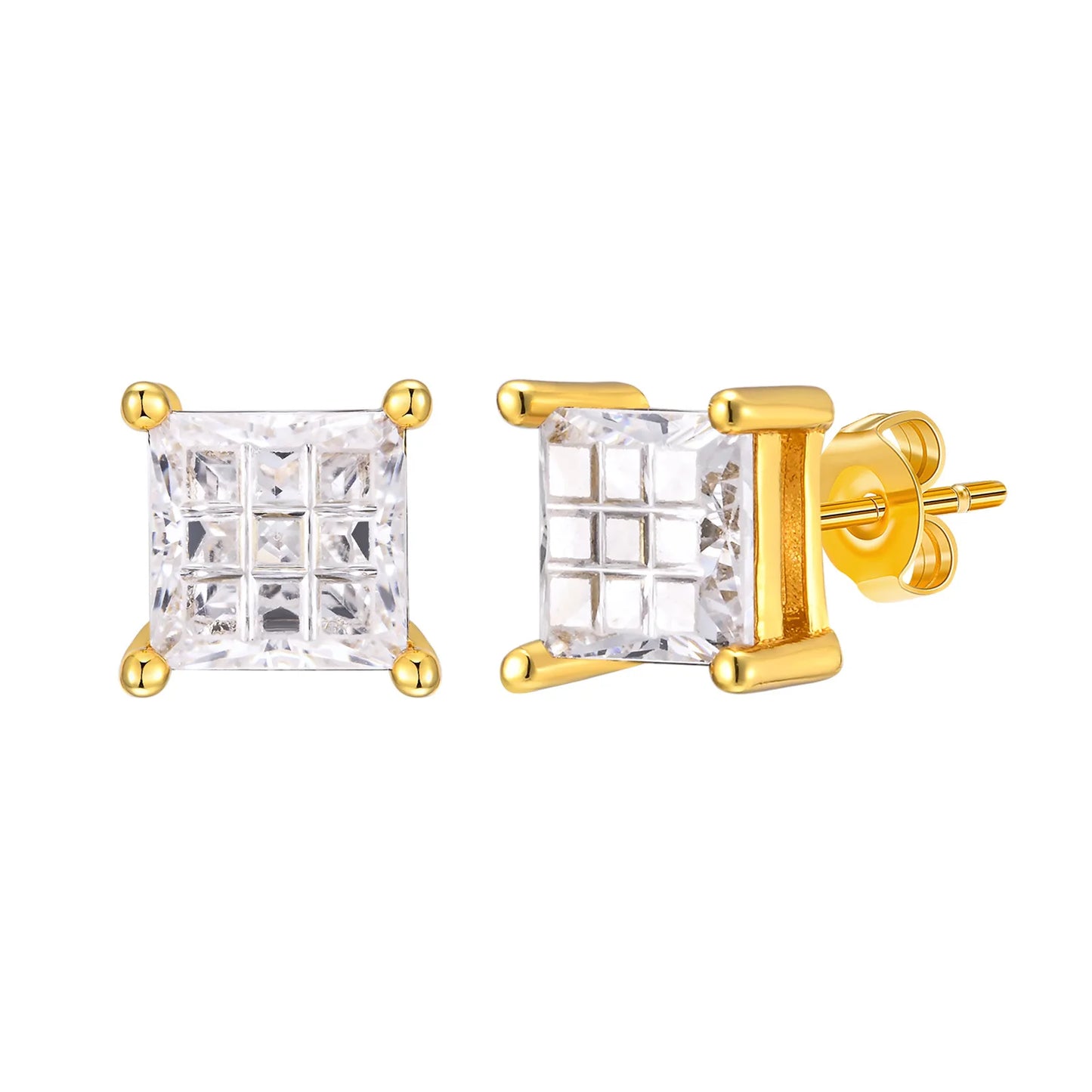 Men's Luxury CZ Stone Stud Earrings,